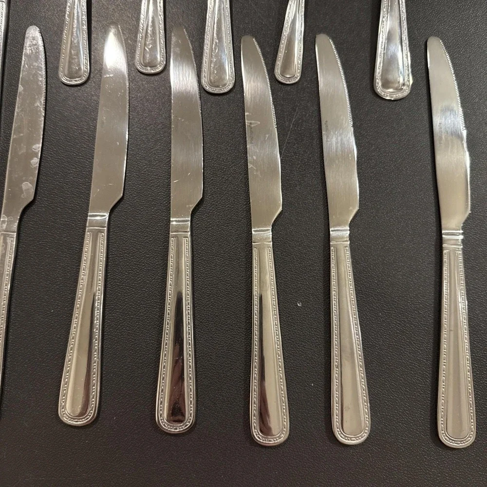 Vintage Pfaltzgraff Stainless Steel Flatware 13 Piece Set‎ Knives Forks Spoon